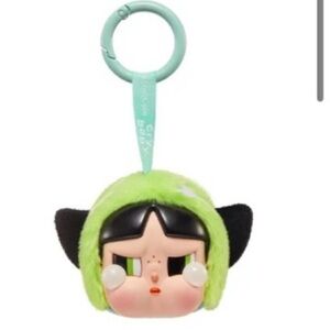 Cute Green Plush Keychain with Black Ears